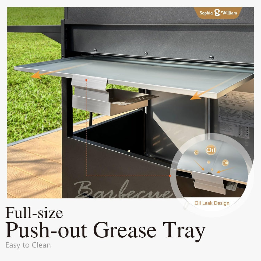 Burner Gas grill with side burner and enameled cast iron grille 42.000BTU outdoor cooking stainless steel propane grill Garden grill. silver