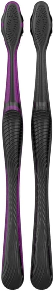 3D White Charcoal Manual Toothbrush (2-Pack, Medium Bristles, Adult Whitening Toothbrush)