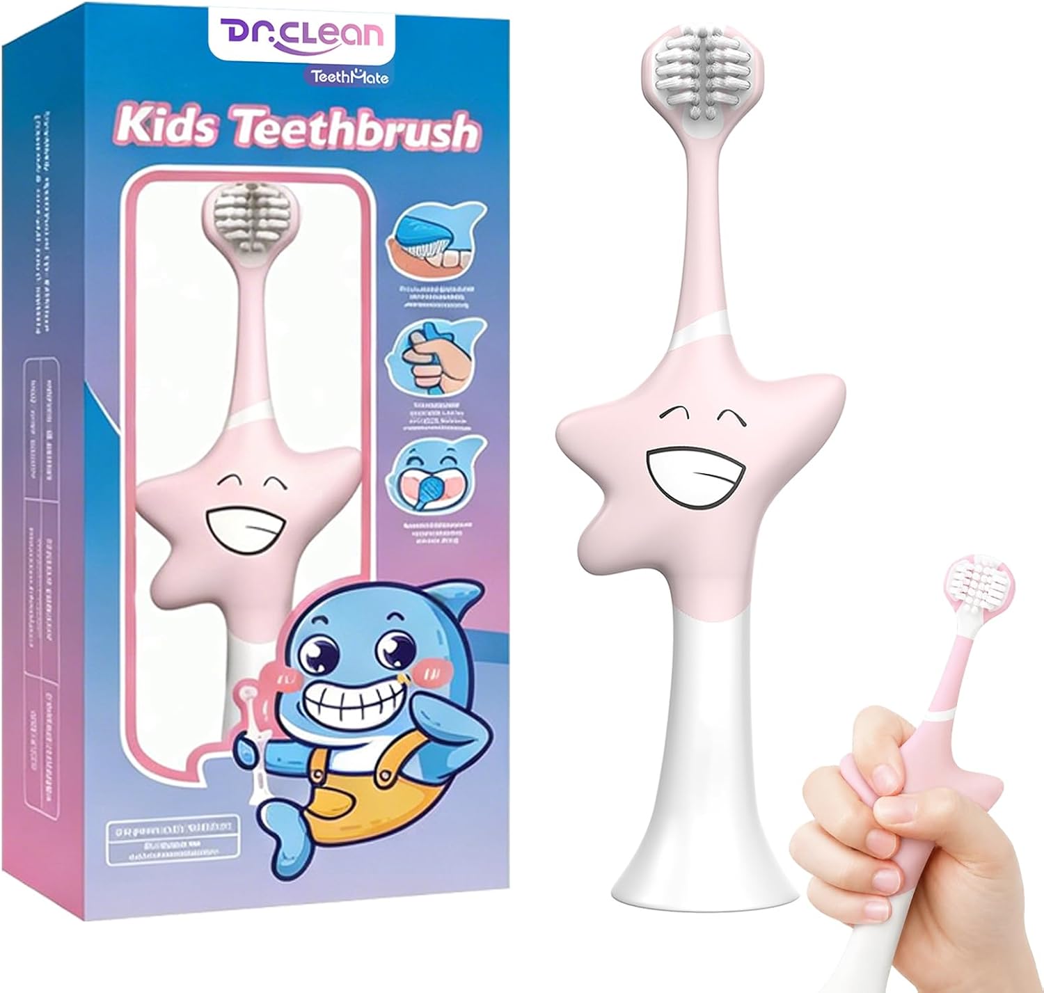 Soft-bristled toothbrush for young children—a highly effective three-sided toothbrush designed specifically for children aged 2 to 12.
