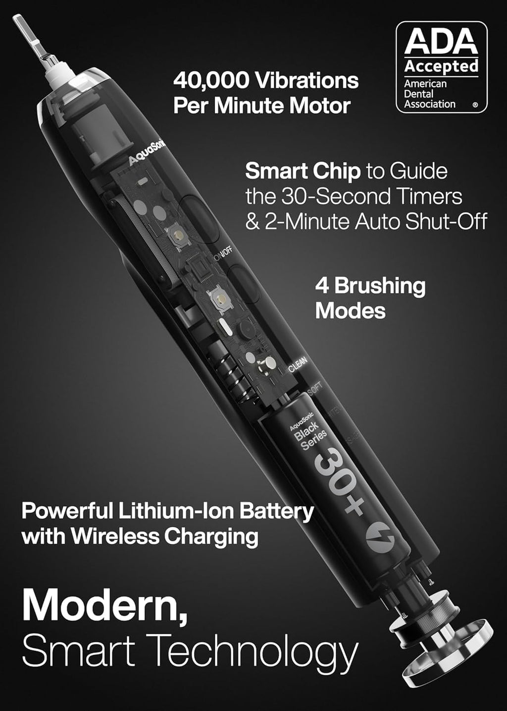 Ultra-Whitening Electric Toothbrush — Includes 8 Brush Heads and Travel Case — 4 Modes and Smart Timer Function