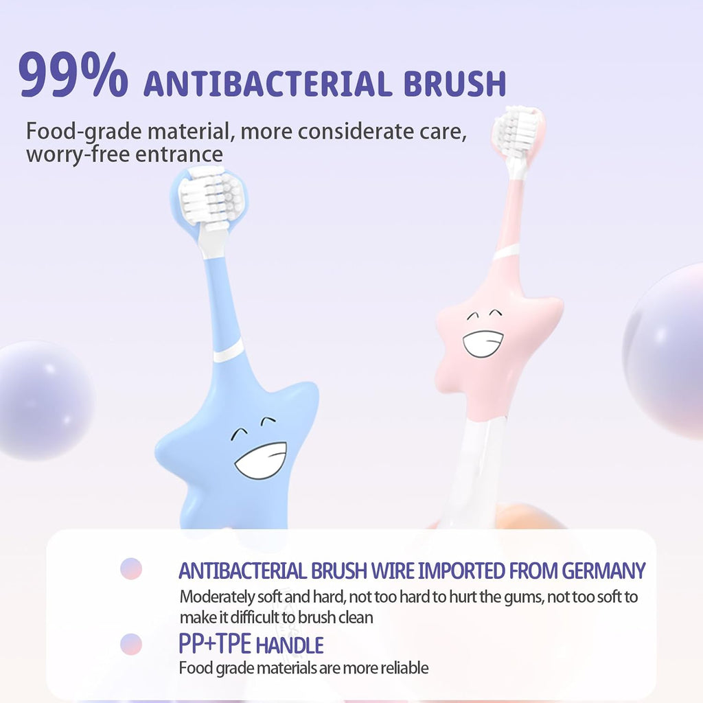Soft-bristled toothbrush for young children—a highly effective three-sided toothbrush designed specifically for children aged 2 to 12.