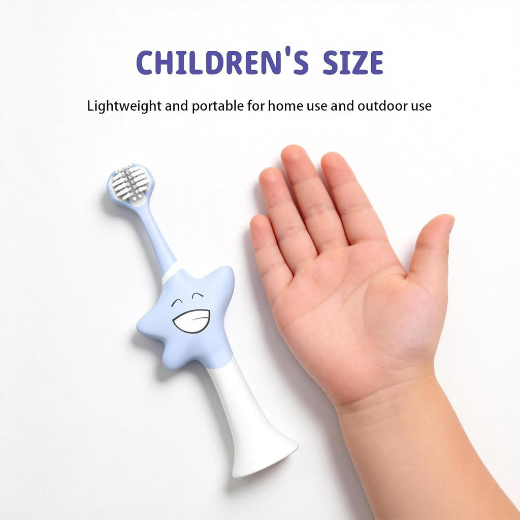 Soft-bristled toothbrush for young children—a highly effective three-sided toothbrush designed specifically for children aged 2 to 12.