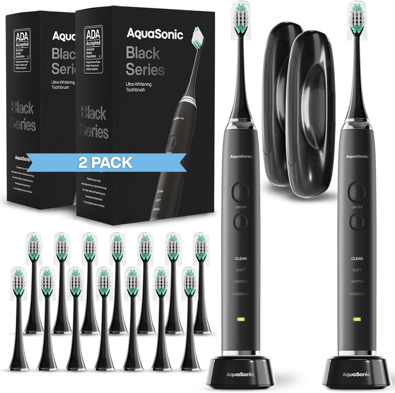 Ultra-Whitening Electric Toothbrush — Includes 8 Brush Heads and Travel Case — 4 Modes and Smart Timer Function