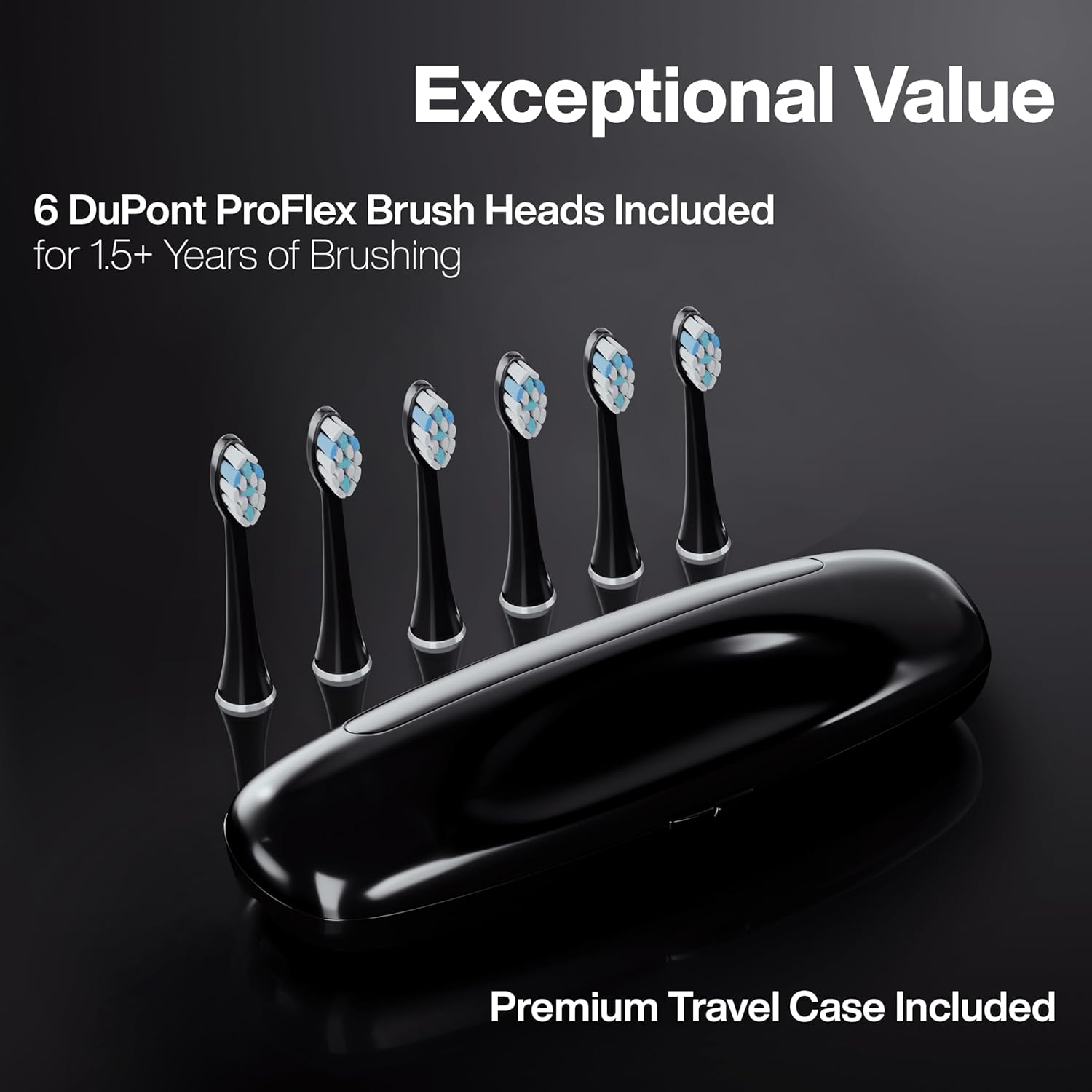 Ultra-Whitening Electric Toothbrush — 5 Modes & Smart Timer — Premium Travel Case & 6 Proflex Brush Heads