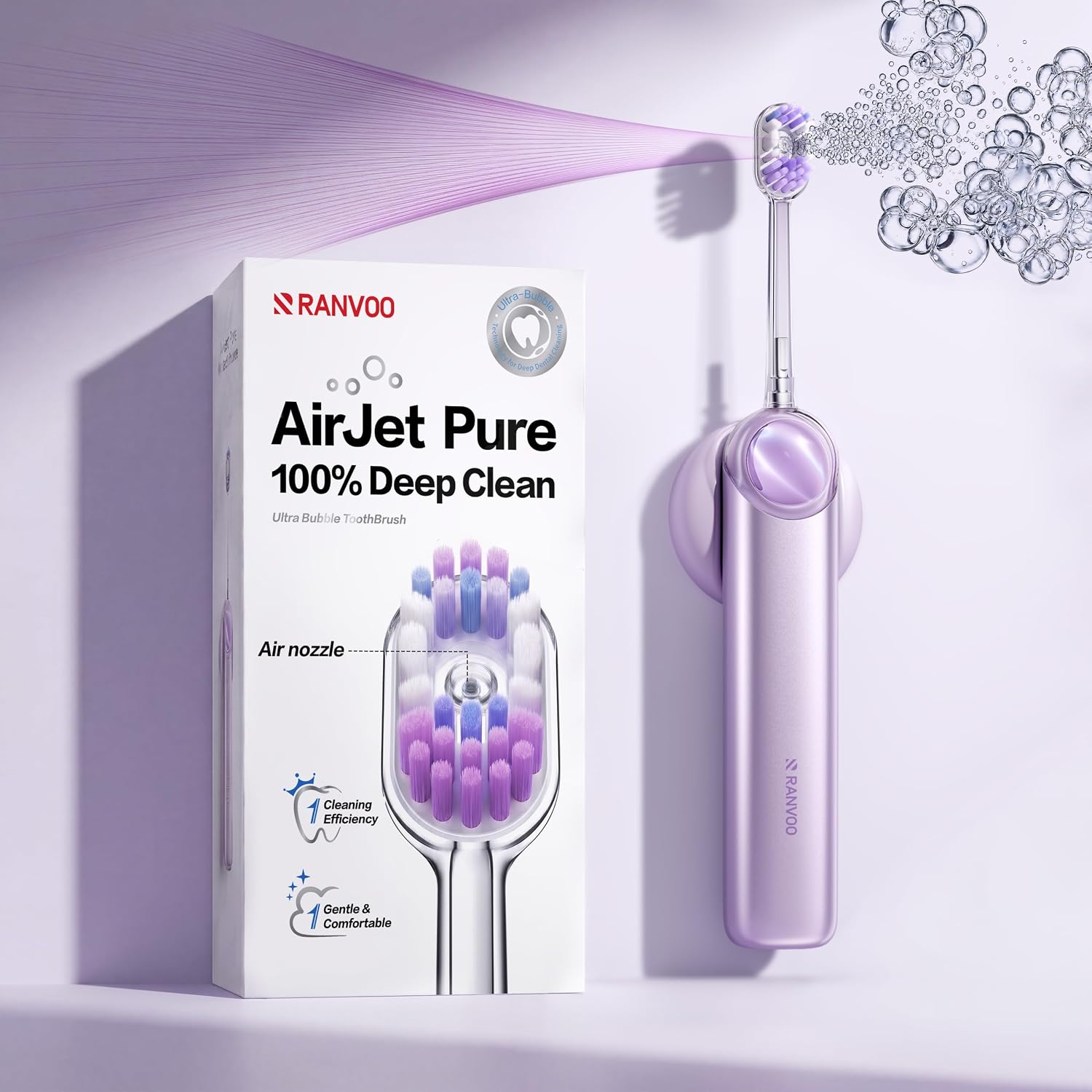 Electric Toothbrush for Adults [New-Generation Bubble Brush Head | Low-Friction Deep Cleaning]