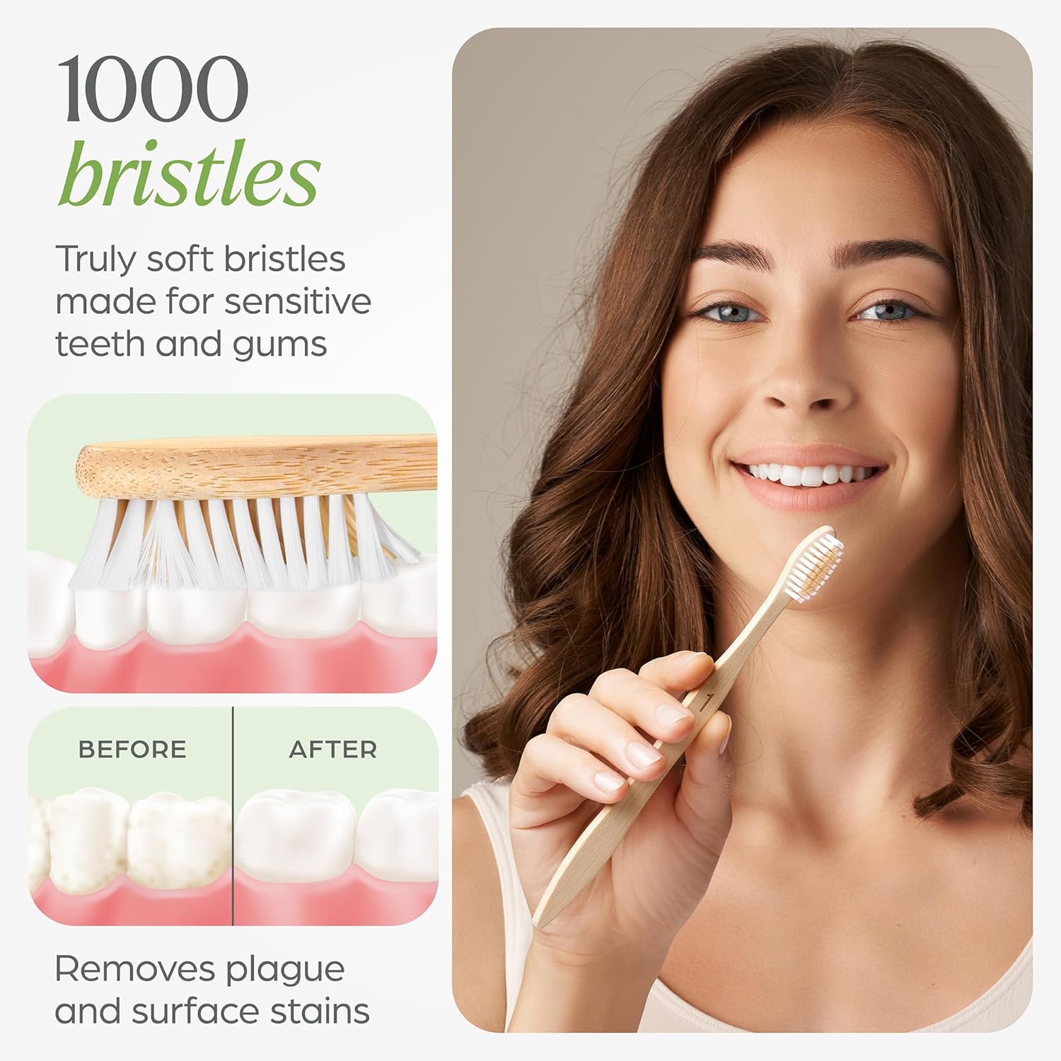 Bamboo Toothbrushes (Pack of 10) — BPA-Free, Soft Bristles, Eco-Friendly, Natural Wood Toothbrushes
