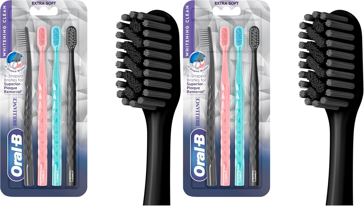 3D White Brilliance Series Toothbrushes (4-pack, ultra-soft bristles).
